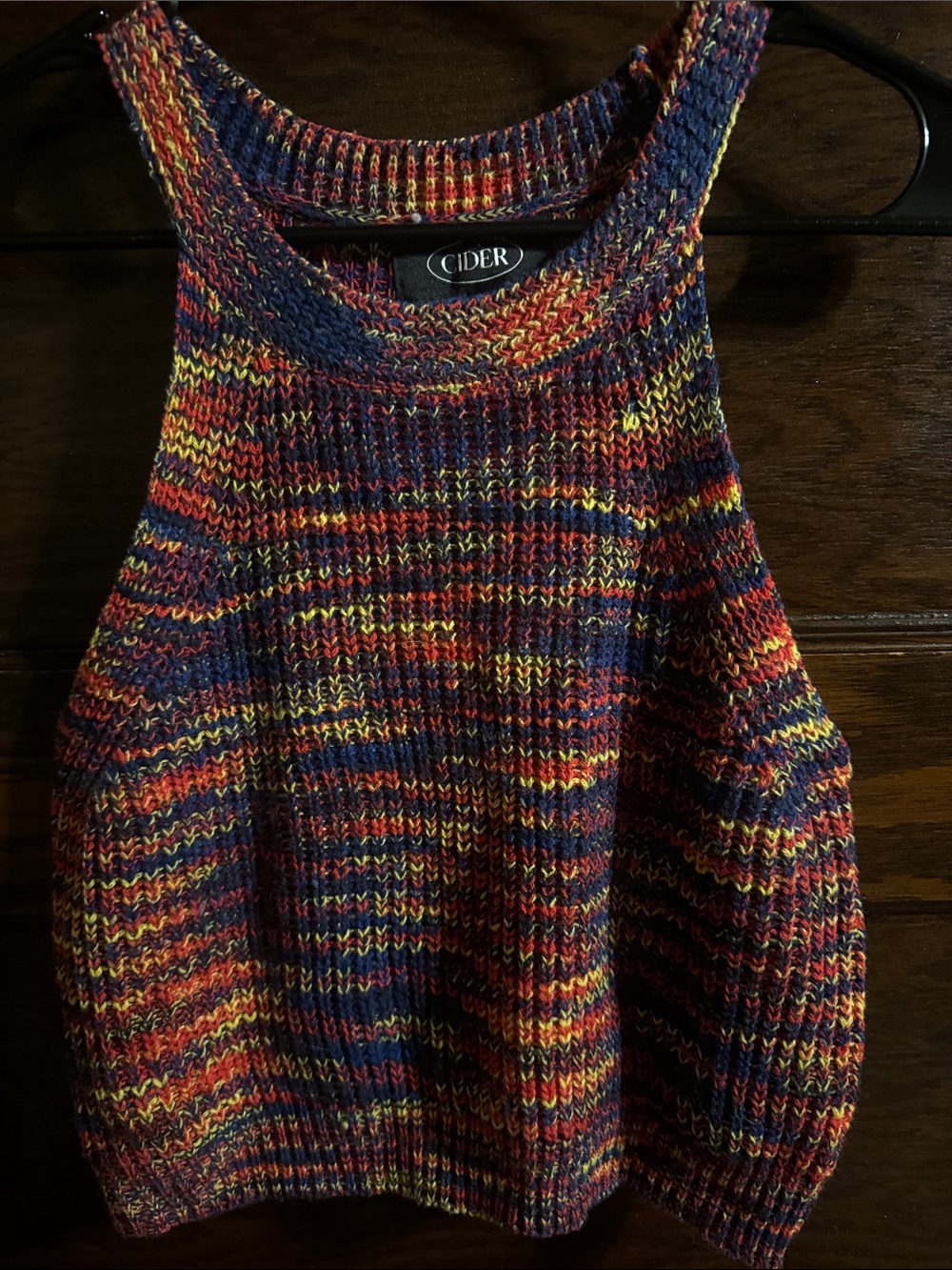 Cider Multicolor Knit Tank Sweater — Red, Blue, Yellow